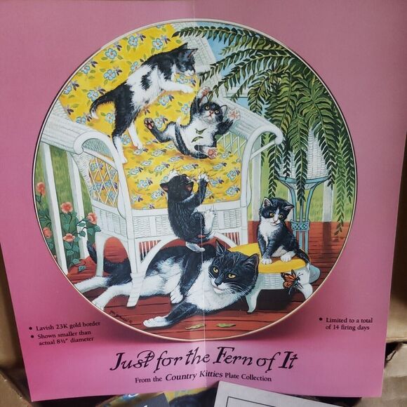 The Hamilton Collection Country Kitties By Gre Gerardi Just For The Fern Of It - Picture 5 of 7